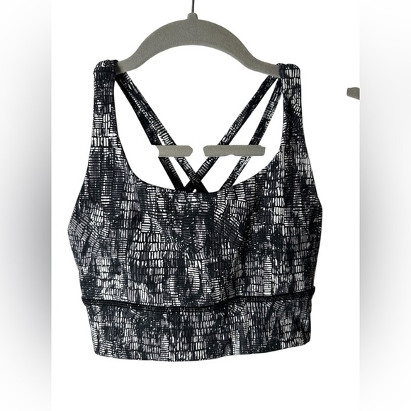 Lululemon Energy Longline Bra Medium Support B–D Cups White Black Size 4 - Picture 3 of 8